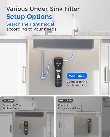 Waterdrop 10UB Under Sink Water Filter, Under Sink Water Filtration System for 11K Gallons, NSF/ANSI 42 Certified, Reduces PFAS, PFOA/PFOS, Lead, Under Sink Water Filter with Faucet