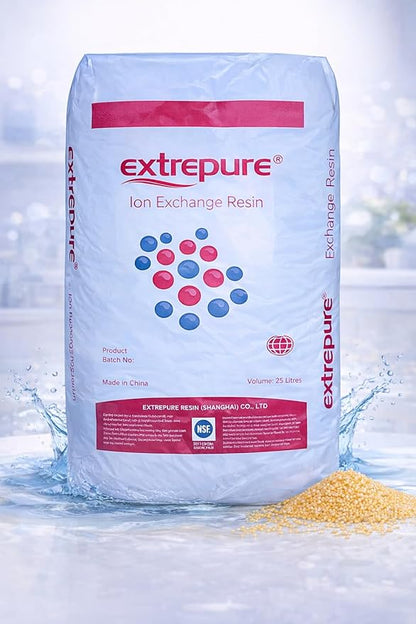 Premium Water Softener Resin 1 Cu Ft Replacement Media - 25L - 32,000 Grain Ion Exchange High-Capacity Cation Resin Beads - 7% Cross-Link Structure NSF Certified for Home Use