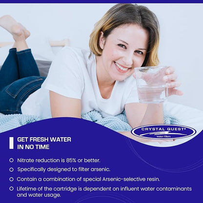 Crystal Quest Nitrate Removal + SMART Filter Cartridge 4-5/8" x 20" - Reduces Nitrates, Fits Reverse Osmosis & Whole House Systems, Long-Lasting, Easy Installation, Heavy-Duty Water Filtration