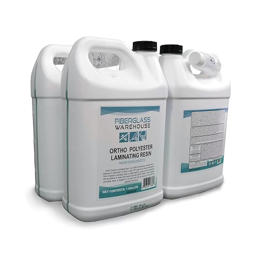 Fiberglass Warehouse Polyester Laminating Resin Marine Grade 4 Gallon | Catalyst Included, Fiberglass & Wood Repair, Boat Decks & RV, Auto Composite Projects, General Purpose