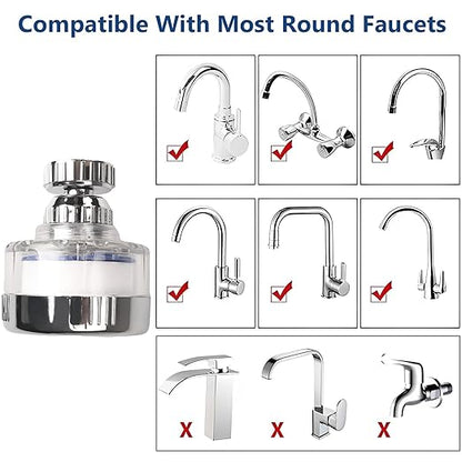 14 Pcs Sink Water Filter with Filter Elements Set, Universal Sink Faucet Filter 360°Rotating,Tap Water Filter Removes Fluoride Hard Water,Faucet Filter Faucet Extender for Home Kitchen Sink
