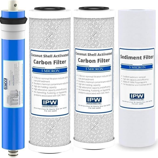 IPW Industries Inc. | Complete Reverse Osmosis Water Filter Replacement Kit for Krystal Pure KR15 - Membrane Filter, Carbon Block Filters, Polypropylene Sediment Filter for Efficient Water Filtration