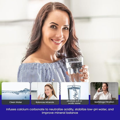 Crystal Quest Calcite & Coconut Shell GAC Water Filter Cartridge – pH Balancing, Dual-Stage Filtration, Removes Impurities, Enhances Taste – Fits Countertop & Inline Systems
