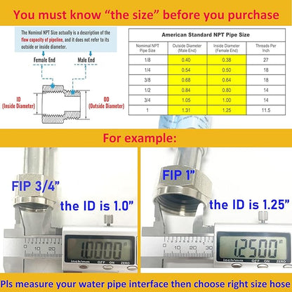 2 PACK, Water Heater Hose 1"FIP x 1" FIP, 18" Length Stainless Steel Flexible Corrugated Water Heater Connector,1 Inch SS304 Flex Pipe Hose For Water Softener(0.7"ID)