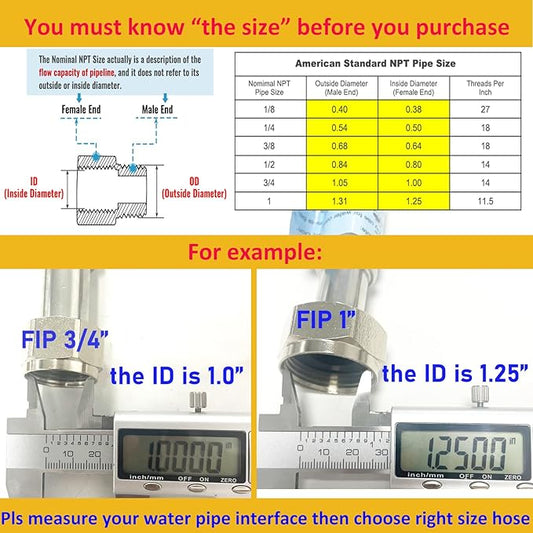 2 PACK Plus 1 inch Flexible Water Line, Water Heater Hose 1"FIP x 1" FIP x 24" Length, Stainless Steel Corrugated Water Heater Connector, Softener Flex Hose For Tankless (ID 0.95")