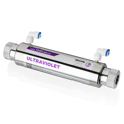 iSpring UVF11A UV Ultraviolet Light Water Filter with Smart Flow Control Switch 11W, 110V, 10-INCH and iSpring UVB11 UV lamp, 11W, 1 GPM, 5/8 x 8 1/4"