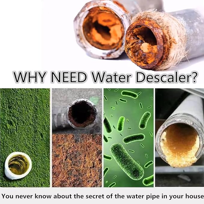 Electronic Water Descaler System Alternative Salt Free Water Softener for Whole House Reduces Limescale Prevent Deposits Build-up Hard Water