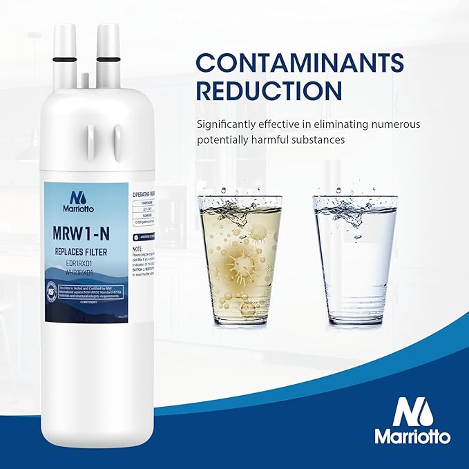 MARRIOTTO EDR1RXD1 Refrigerator Water Filter Compatible with Whirlpool W10295370A, WHR1RXD1, KAD1RXD1, Filter 1, W10295370, P4RFWB, P8RFWB2L, 46-9930, 46-9081 Refrigerator Water Filter, Pack of 1