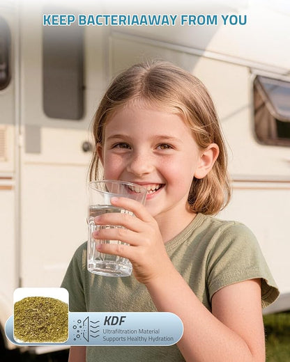PAULINN RV Camper Inline Water Filter, 4 Packs Marine Garden Camping Water Hose KDF Filter Accessories for Boat Trailer Motorhome Gardening Planting Car Washing, Reduces Chlorine, Bad Taste & Odor