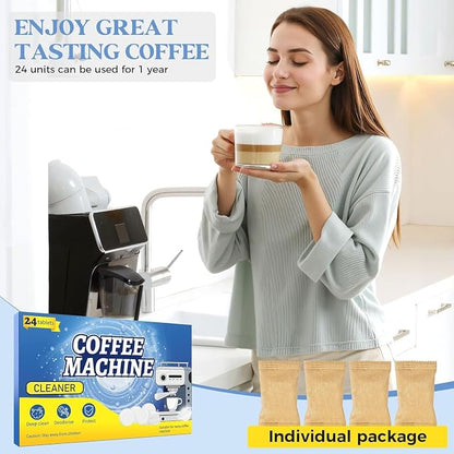 24 Coffee Maker Cleaner Descaler Tablets for Coffee Pot & Coffe Machine | Compatible With Keurig, Nespresso, Ninja, Philips, Miele, Breville, DeLonghi, Espresso & Drip Machines