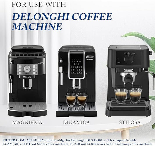 Anmumu Delonghi* Compatible Cleaning&Descaling Kit - 1 Bottle 200ML Descaling Solution with 2 Pack Coffee Filter Replacements DLSC002,Fits ECAM,Esam,ETAM Coffee Machines