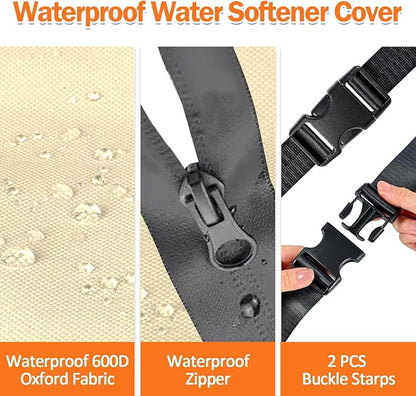 Water Softener Cover Outdoor Insulated, 3 Layers Insulation Water Softener Tank Jacket, Water Softener Covers for Outside Units, 9''D x 48''H(Cover Only)- Beige