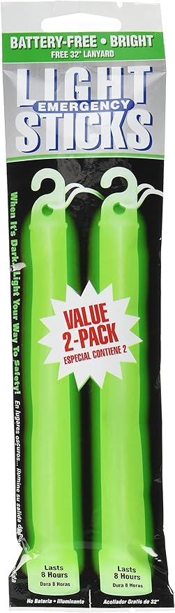 Potable Aqua Water Purification Tablets 2-50ct Bottles and Ready America 8-Hour 2-Pack Green Emergency Lighsticks