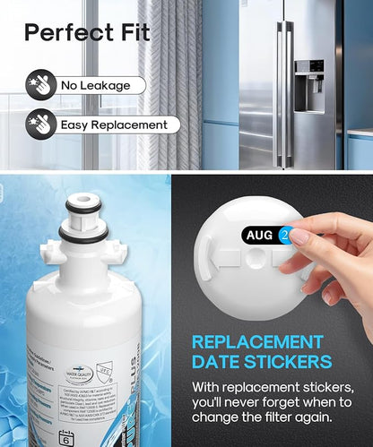 ICEPURE PLUS ADQ36006101 NSF/ANSI 53 & 42 Certified Refrigerator Water Filter, Remove Lead, Replacement for LG LT700P, Kenmore Elite 9690, 469690 CLCH106 ADQ36006102 FML-3 LFXS30766S LFXS24623S, 2PACK