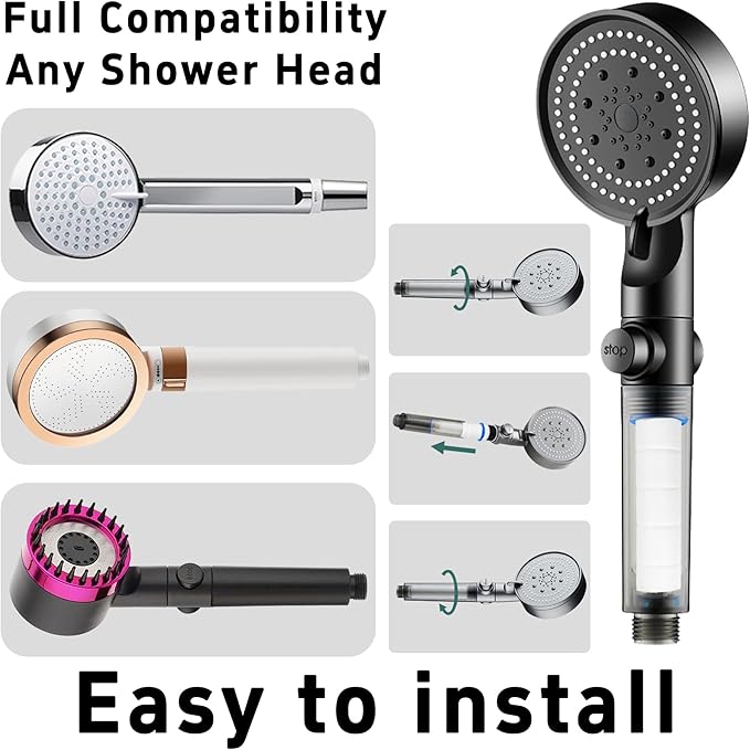 12Pcs 3” Shower Head Filter Cartridge, PP Cotton Replacement Filters for High Pressure Handheld Turbo Fan, Vortex Hydro Jet Shower Head, Improves Water Quality, Easy Install