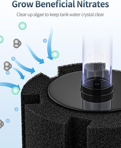 Pawfly Aquarium Large Bio Sponge Filter Quiet Betta Fry Shrimp and Fish Foam Filter with Nano Air Stone for Large Fish Tanks up to 150 Gallons