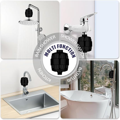 20 Stage Shower Head Filter for Hard Water with 3 Cartridges, Black | High Output ,Remove Chlorine, Fluoride and Other Impurities, Improves Skin Condition, Protects Hair