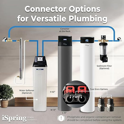 iSpring Elite Series Iron, Manganese, and Hydrogen Sulfide Reducing Whole House Water Filtration System, Model: WCFM550K