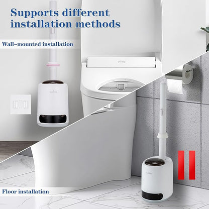 PeiTuSangJin Disposable Toilet Brush Wand kit,Auto-Ejecting32 Refills | 360° Dead-Angle-Free Cleaning,3 Air-Purifying Scent Rings,Wall-Mounted Disposable Toilet Brush(1+32)