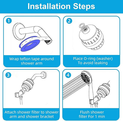Yodel Shower Filter with 6 Cartridge Matte Black - Hard Water Softener, 99% Removes Chlorine & Impurities, Improves Skin & Hair Condition, Universal Fit for Shower Heads