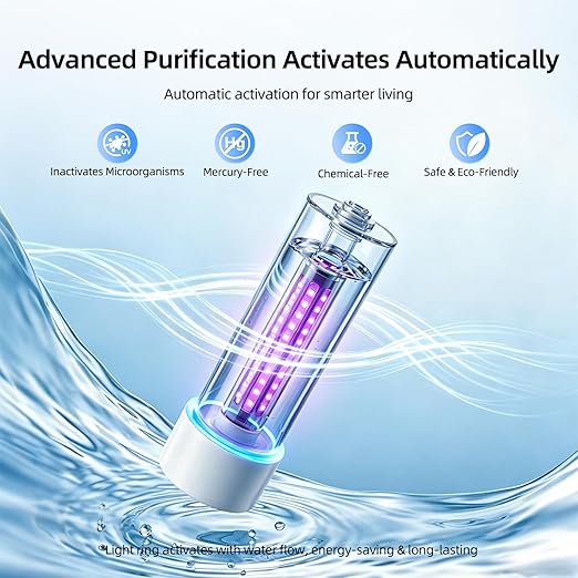 MIZUDO LED UV Water Filter for Under Sink Water Filter System and RO System, Reduce up to 99.9% of Harmful Substances, FCC Certified, Stainless Steel, Mercury-Free for 800GPD RO Max