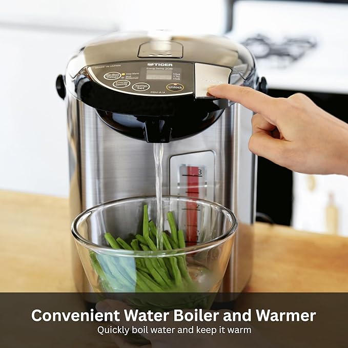 Tiger PDU-A30U-K Electric Hot Water Boiler and Warmer, Stainless Black, 3-Liter
