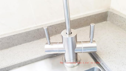 Two Way Drinking Faucet with Two Handles, Water Purifier RO Faucet, Stainless Steel Direct Drinking Kitchen tap for Filters, Sparkling, Cold Water