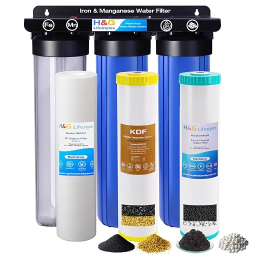 H&G Lifestyles Whole House Water Filter System,Iron Filter for Well Water | Remove Sulfur Odor Chlorine and Heavy Metal,Improve Water Taste, 3 Stage Home Water Softener Filtration System