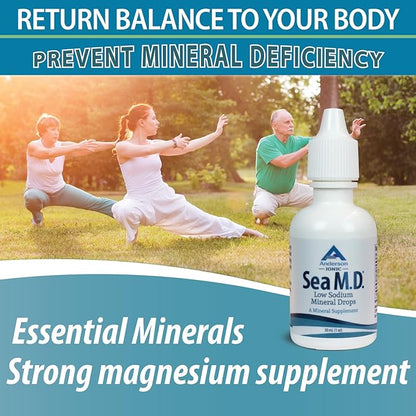 Anderson Sea M.D. Concentrated Trace Mineral Drops, Ionic Electrolyte Magnesium Supplement, Aids in Muscle Cramps, Liquid Magnesium and Trace Mineral, Easy to Take (1 Ounce)