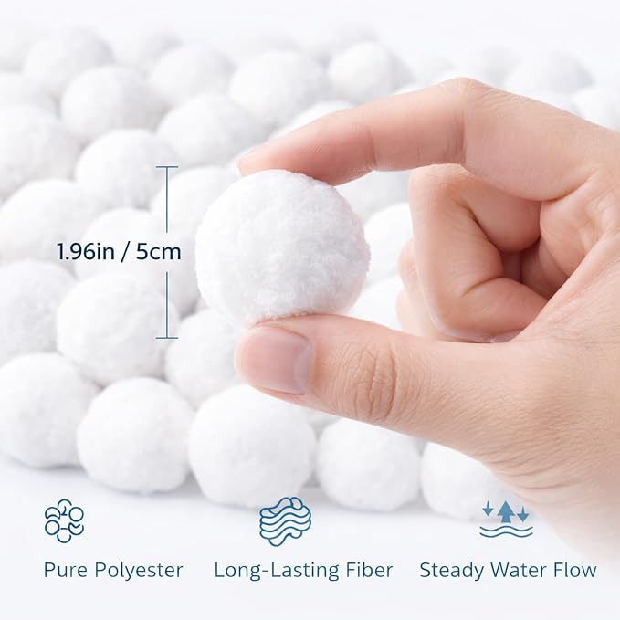 4 lbs Pool Filter Balls for Sand Filter, Efficient Lightweight Sand Replacement with Laundry Bag, Reusable Filter Media for Swimming Pool Pumps | Lightweight Sand Replacement with Laundry Bag for Swimming Pool Sand Filter Pumps