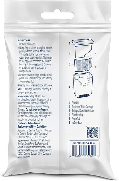 Aqueon Aquarium Fish Tank EcoRenew Filter Cartridge, Extra Small 3 Pack