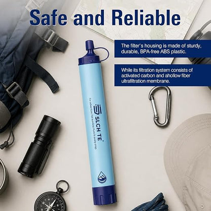 Portable Water Filter Straw Kit, 0.01 Mmicron Reusable Water Filtration, 5-in-1 Survival Gear for Camping, Hiking, Emergency, 1 Pack