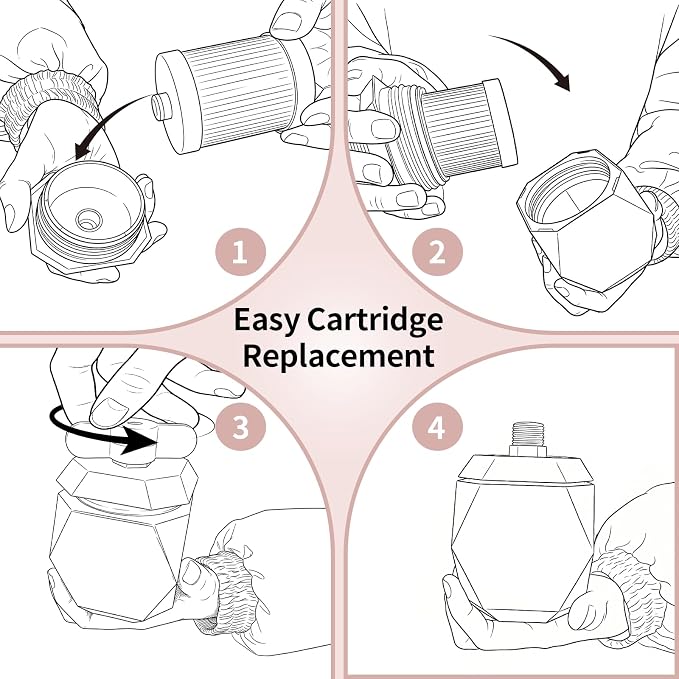 2-Pcs Replacement Cartridge Compatible with Filterbaby Diamond Series | Activated Carbon Refill, Reduces Chlorine & Chloramine For Healthier Skin & Hair