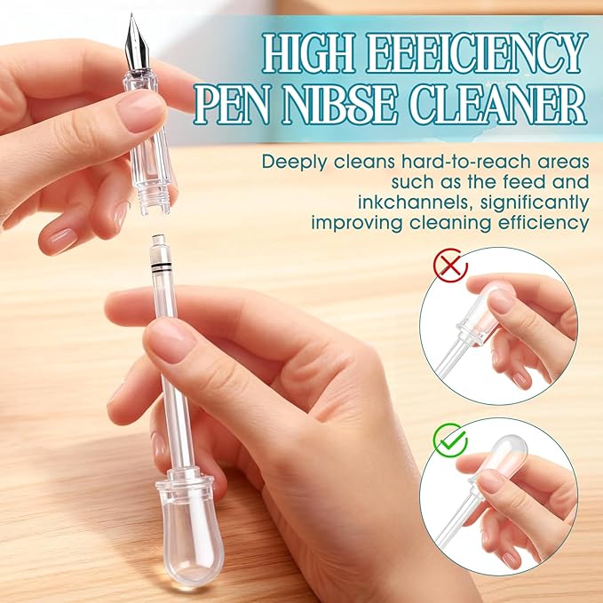 6.67 oz Fountain Pen Cleaneing Kit, Fountain Pen Cleaner, Fountain Pen Flush, Won't Damage the Nib, is Suitable for Cleaning Fountain Pen Nibs, and Extends the Life of the Pen