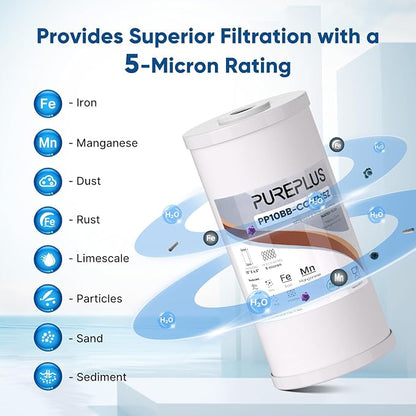 PUREPLUS 5 Micron 10" x 4.5" Whole House PP Sediment Resin Composite Water Softener Filter Cartridge for GE FXHTC,GXWH40L,GXWH35F,GNWH38S,Culligan RFC-BBSA,WRC25HD,Pentek RFC-BB,2Pack