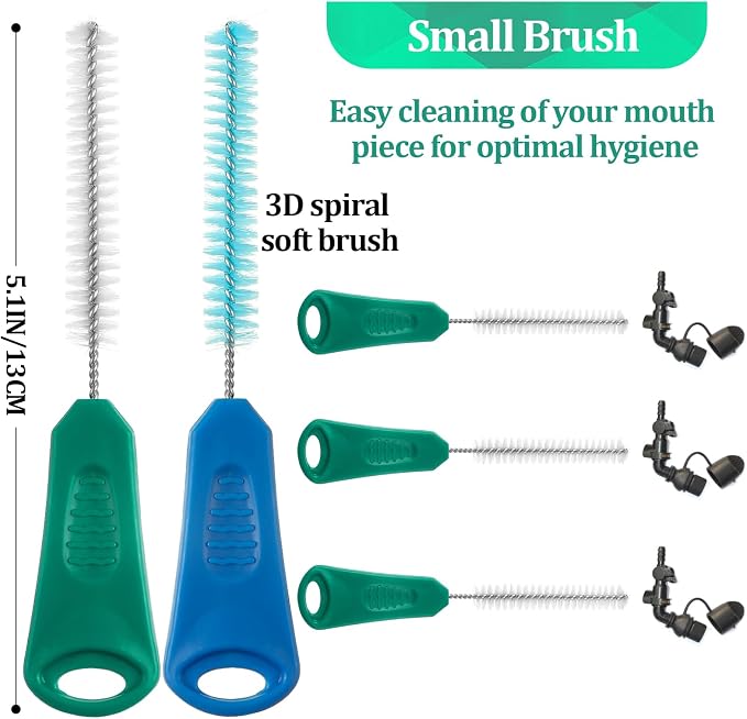 Feekoon Reservoirs Backpack Accessories Hydration Bladder Cleaning Kit with Flexible Long Brush for Hose, Small Bite Valve and Big Brush, Drying Collapsible Bladder Frame, Carrying Pouch