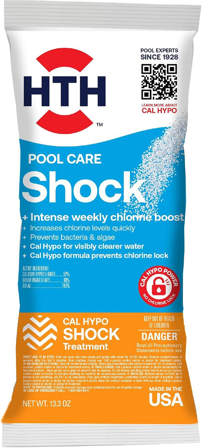 HTH 52031 Swimming Pool Care Shock, Swimming Pool Chlorinator Boosts Chlorine Levels, Cal Hypo Formula, 13.3oz (1 Pack)