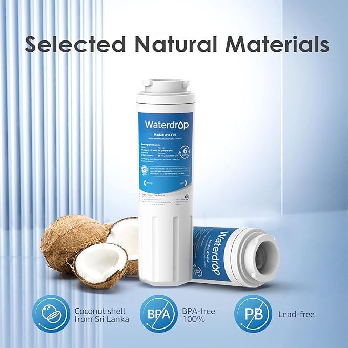 Waterdrop UKF8001 Refrigerator Water Filter 4, Replacement for Whirlpool® EDR4RXD1, EveryDrop® Filter 4, Maytag® UKF8001AXX-750, UKF8001AXX-200, 46-9006, Puriclean II, WF-UKF8001, 4 Filters