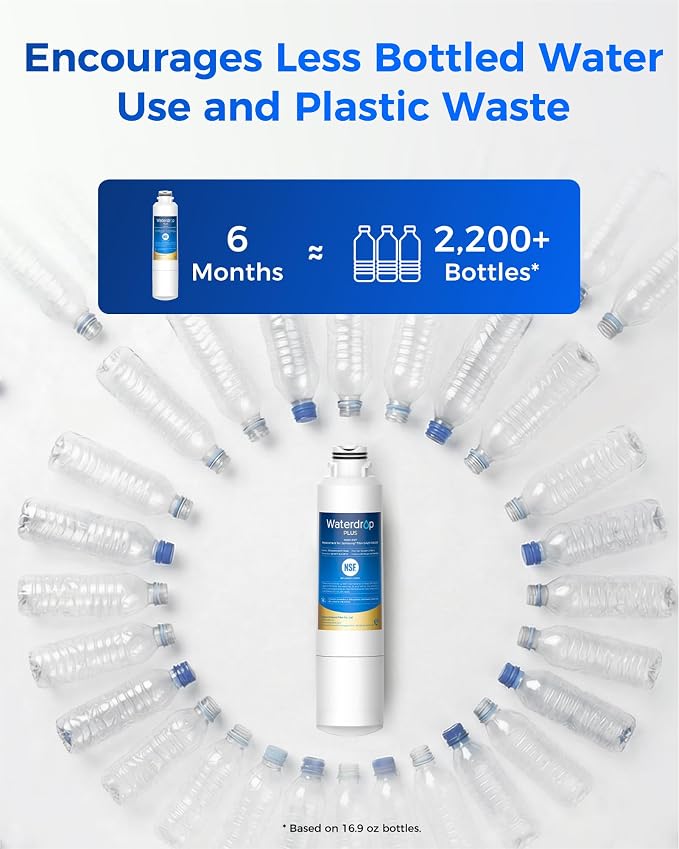 Waterdrop Plus WDP-F27 NSF 401 Certified Refrigerator Water Filter, 3 Pack | DA29-00020B, DA97-08006A, 46-9101, HDX FMS-2, RF263BEAESR, Reduce Chlorine, bad Taste and Odor, Refrigerator Water Filter
