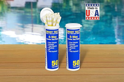 Poolmaster Smart Test 6-Way Swimming Pool and Spa Water Chemistry Test Strips, Made in The USA, 2 Pack,Blue