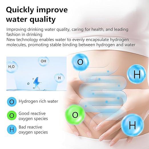 Hydrogen Water Bottle 68oz, Hydrogen Water Bottle Generator with SPE and PEM Technology, Alkaline Hydrogen Water Machine, Balanced Water PH Levels