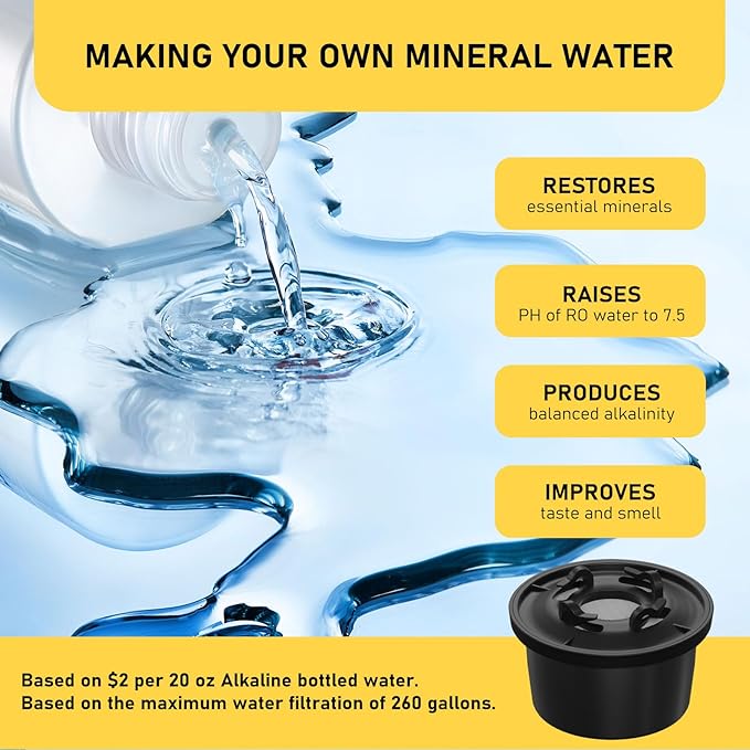 RO100ROPOT Remineralization Water Filters Replacement, Compatible with Bluevua RO100ROPOT and RO100ROPOT(UV) Systems, Alkaline for Reverse Osmosis Filter, Remineralize and Increase pH, 1 Pack