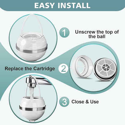 Bath Filter for Tub - Bathtub Water Filter with Splash Guard Removes Chlorine, Chloramines & Byproducts, 2,500 Gallons, Bath Water Filter Suitable for Baby & Those, Sensitive Skin, Easy Install