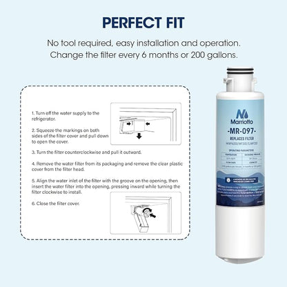 MARRIOTTO MIWF6200 Water Filter Replacement for Midea MIWF6200, MRS26D5AST, MRS26D7AST, MRQ22D7AST, MF-2008-R2, NS-WF26SS0-1, Zline MIWFT2100, RFM-W-36, WF200, SJWF200, SJG2254FS, NSF42, (3 Pack)