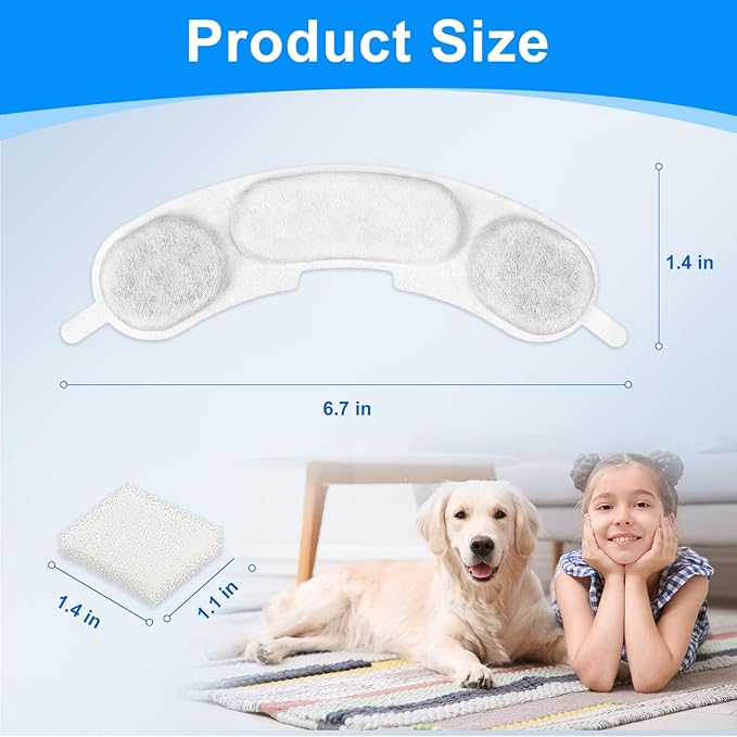 8+8 Packs Replacement Filters Compatible with Smartoo 236oz/7L Stainless Steel Dog Water Fountain, Multilayer Filtration System Pet Dog Water Bowl Filter Replacement, 8 Filters + 8 Sponge