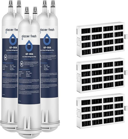 GLACIER FRESH EDR3RXD1 Refrigerator Water Filter, Compatible with 4396841, KAD3RXD1, WHR3RXD1, 4396841, 4396710, Filter 3, 46-9083,46-9030, 9030, 9083 Refrigerator Water Filter, 3+3 Pack