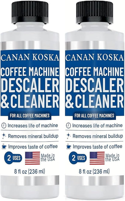 Coffee Machine Descaler 8 oz – Universal Descaling Solution for All Coffee Makers Drip Machines – Removes Limescale Calcium Buildup – 2 Uses (1, 8 Fl Oz (Pack of 1))