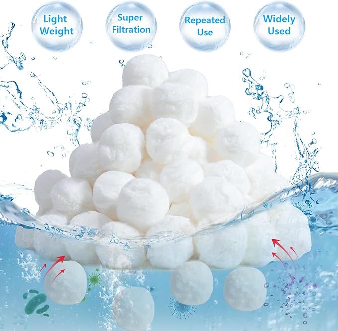 3.09 lb Pool Filter Balls Eco-Friendly Replacement for Sand Filter Sands Reusable Filter Balls for Sand Filter Pumps, Equivalent to 100 lb Silica Sand for Pool Filter