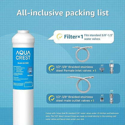 AQUA CREST 5KDC Under Sink Water Filter System, Direct Connect Under Sink Water Filter, NSF/ANSI Tested, Reduces PFAS, PFOA/PFOS, Chlorine, 5K Gallons Ultra High Capacity