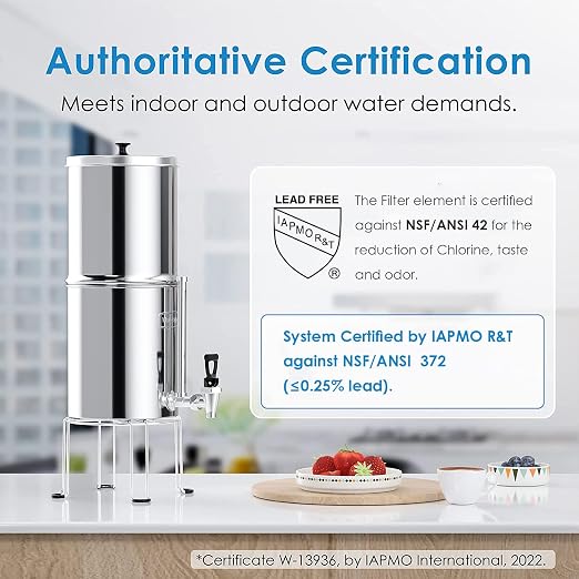 Waterdrop TK-S Gravity Water Filter System, NSF/ANSI 42&372 Standard | Reduces Chlorine and Lead, Stainless-Steel Water System with 2 Filters, Sight Glass Spigot and Stand, 2.25G